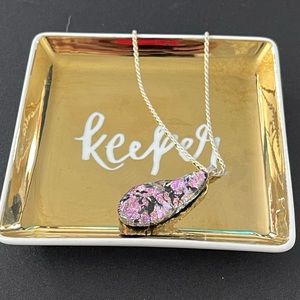 Fused Dichroic Glass Paisley Shaped Pinks and Purples